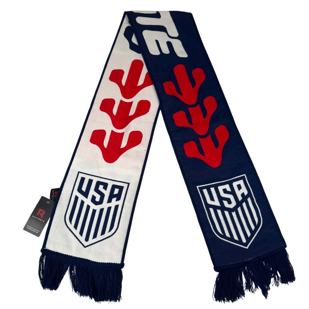 Ruffneck USMNT Only Forward Solo Pa'lante USA Crest Soccer Scarf Knit Red White